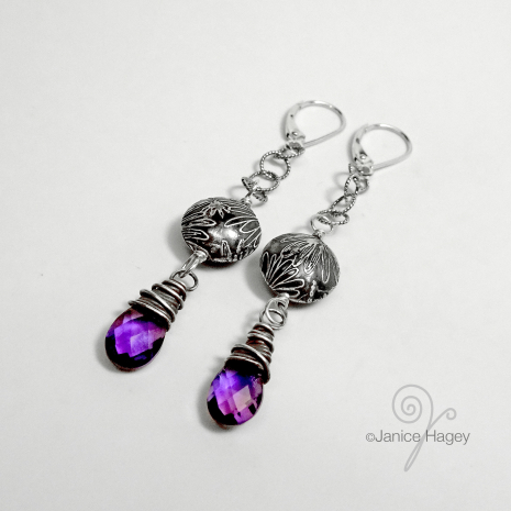 Asters & Amethysts Bead Drop Earrings