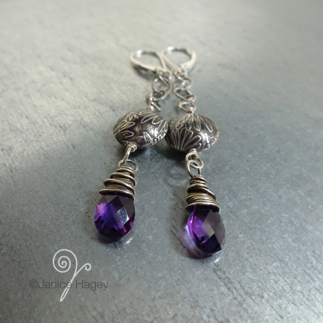 Asters & Amethysts Bead Drop Earrings