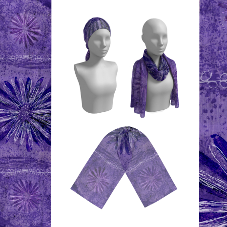 Purple Abstract Aster Scarf