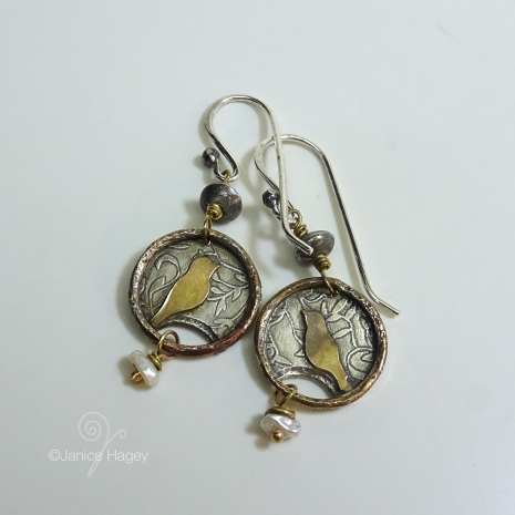 Leaf Pattern Circle Drop Earrings and Birds on a Branch Frames