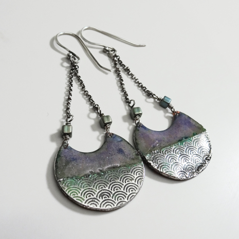 Water Pattern Enamel Earrings