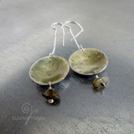 Moss Agate Asters Enamel Earrings