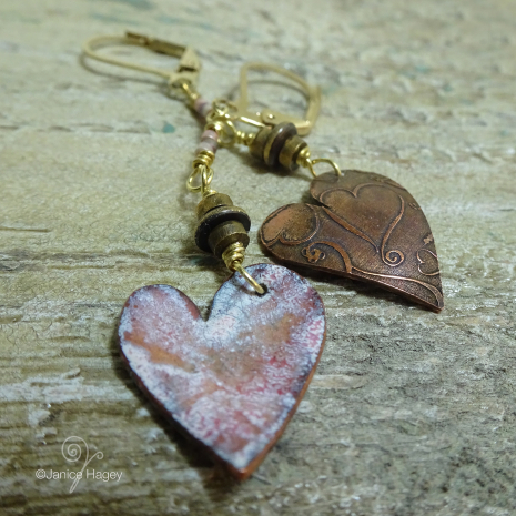 Painted Pink Enamel Hearts