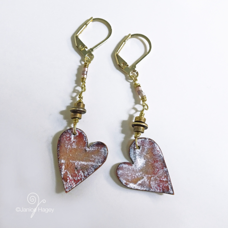 Painted Pink Enamel Hearts Fronts