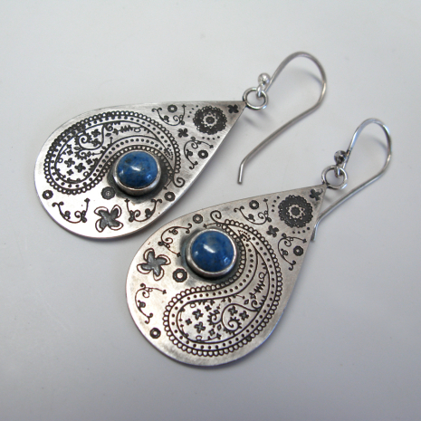 Paisley Teardrop Earrings with Lapis