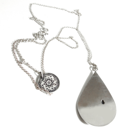 Paisley Teardrop Necklace with Denim Lapis Lazuli Back
