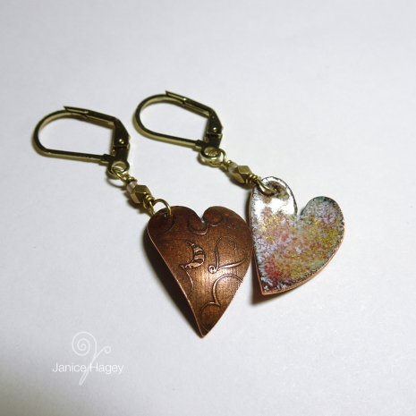 Pink and Gold Enamel Heart Earring Back
