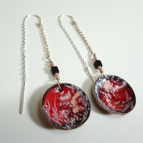 Red and Black Painted  Circle Drops