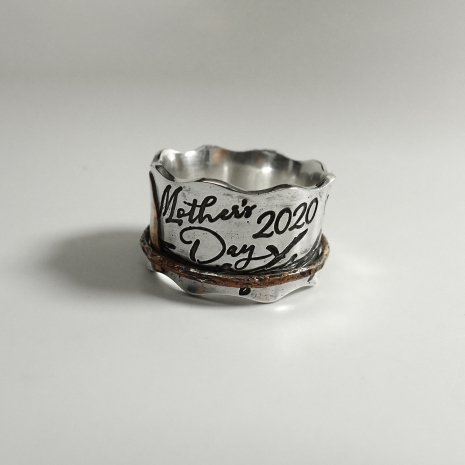 Custom Birds on a Branch Ring with Mother's Day Quote