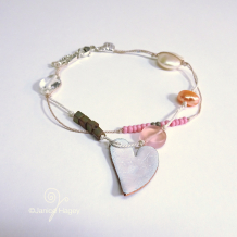 Pink Threaded Enamel Heart Bracelet