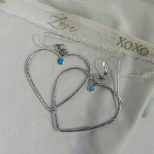 Forged Heart Earrings with Turquoise
