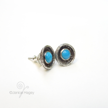 Branch Framed Circle Studs with 6mm Sleeping Beauty Turquoise