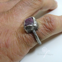 Rough Hewn Ruby Ring on Hand