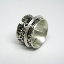 Tribal Inspired Recycled Sterling Silver Spinner Ring