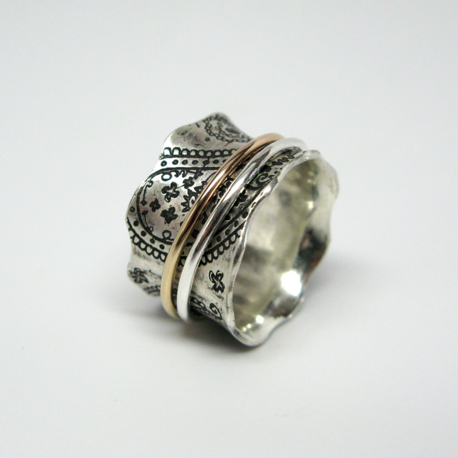 Spinner rings for women, spinner rings for men, silver spinner ring with  9ct gold bandsBluenoemi JewelryRings
