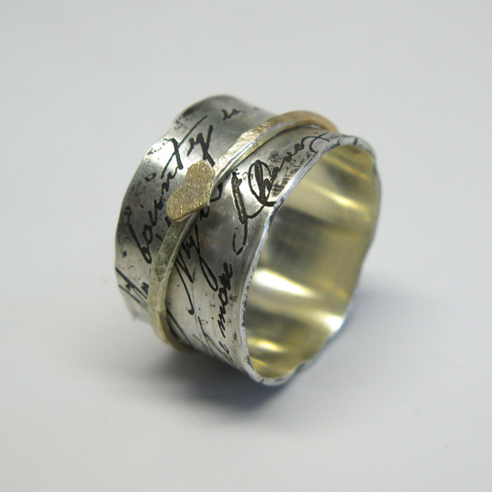 Spinner Ring with Curb Chain in Oxidized Sterling Silver - Silvertraits