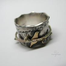 Custom Birds on a Wire Spinner with White Sapphire Branch Spinner