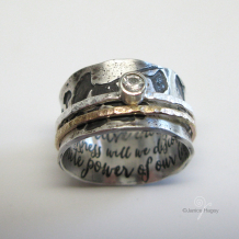 Ginkgo Spinner Ring with Sapphire