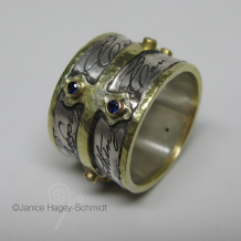 Custom Cross Ring with Sapphires