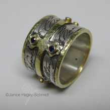 Custom Cross Ring with Sapphires