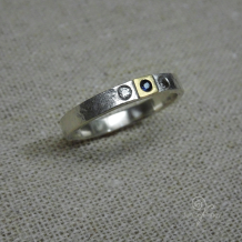 Palladium Silver Ring with Flush Set Sapphires