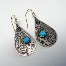 Paisley Teardrop Earrings with Turquoise