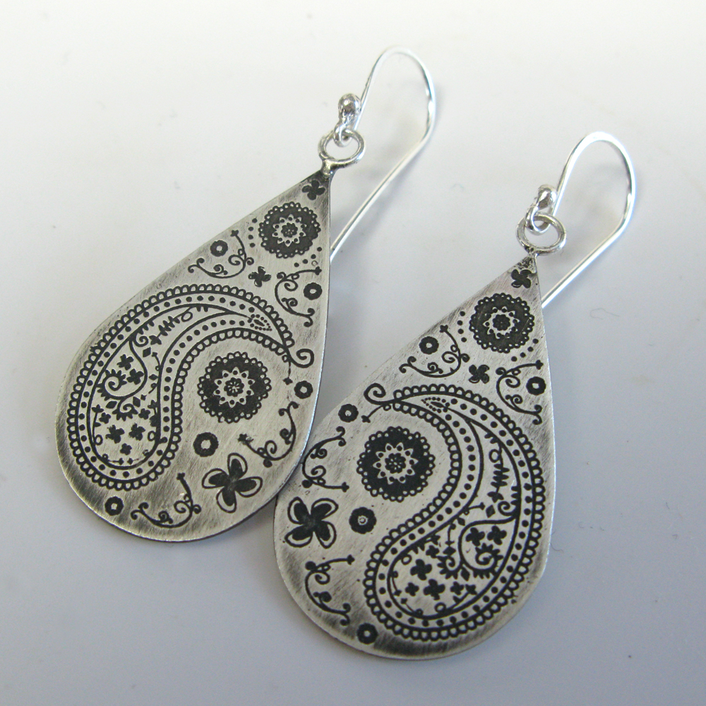 Sterling Silver Paisley Teardrop Earrings | Janice Art Jewelry